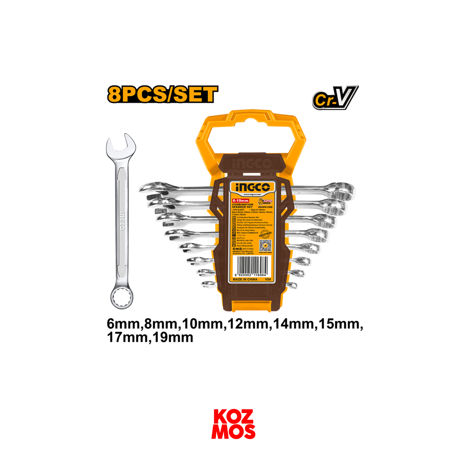 İngco hkspa1088 anahtar set çat+bol 6-19 mm