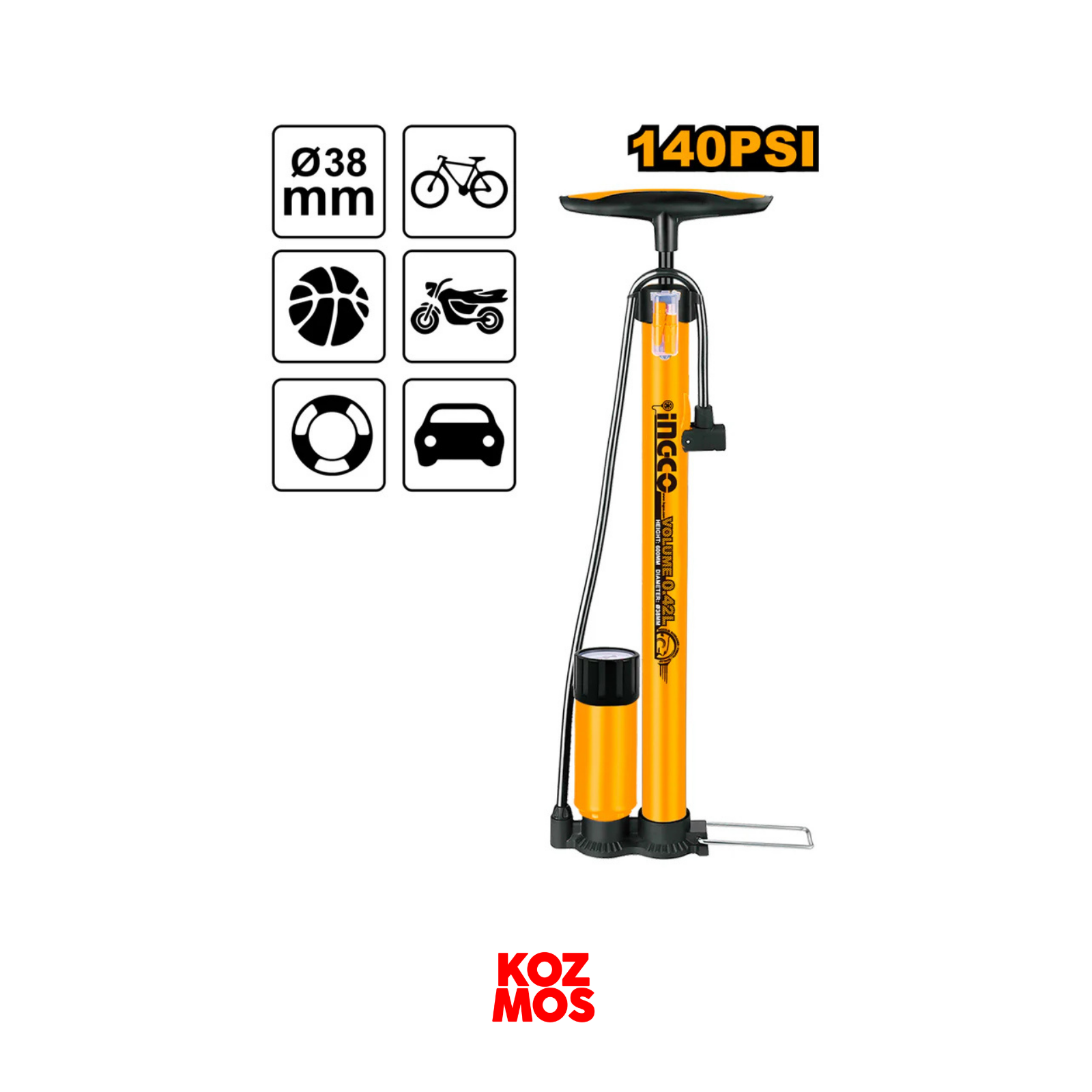 İngco mpp3811 140 psi lastik şişirme el pompası