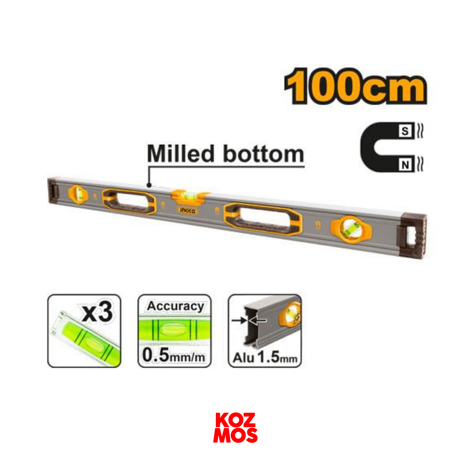 İngco hsl38100m su terazisi mıknatıslı 100cm