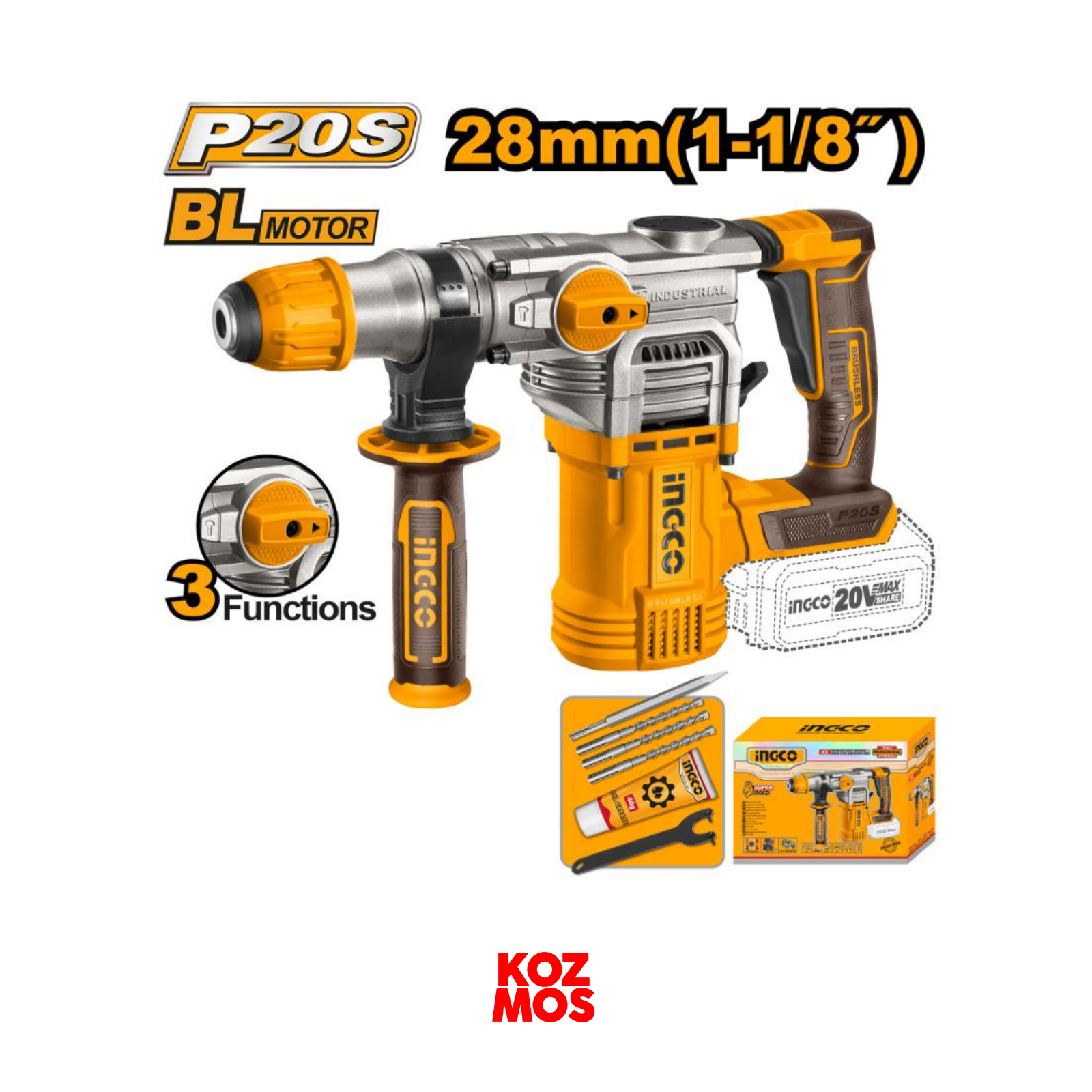 İngco crhli20288 20v darbeli kırıcılı matkap - pilsiz