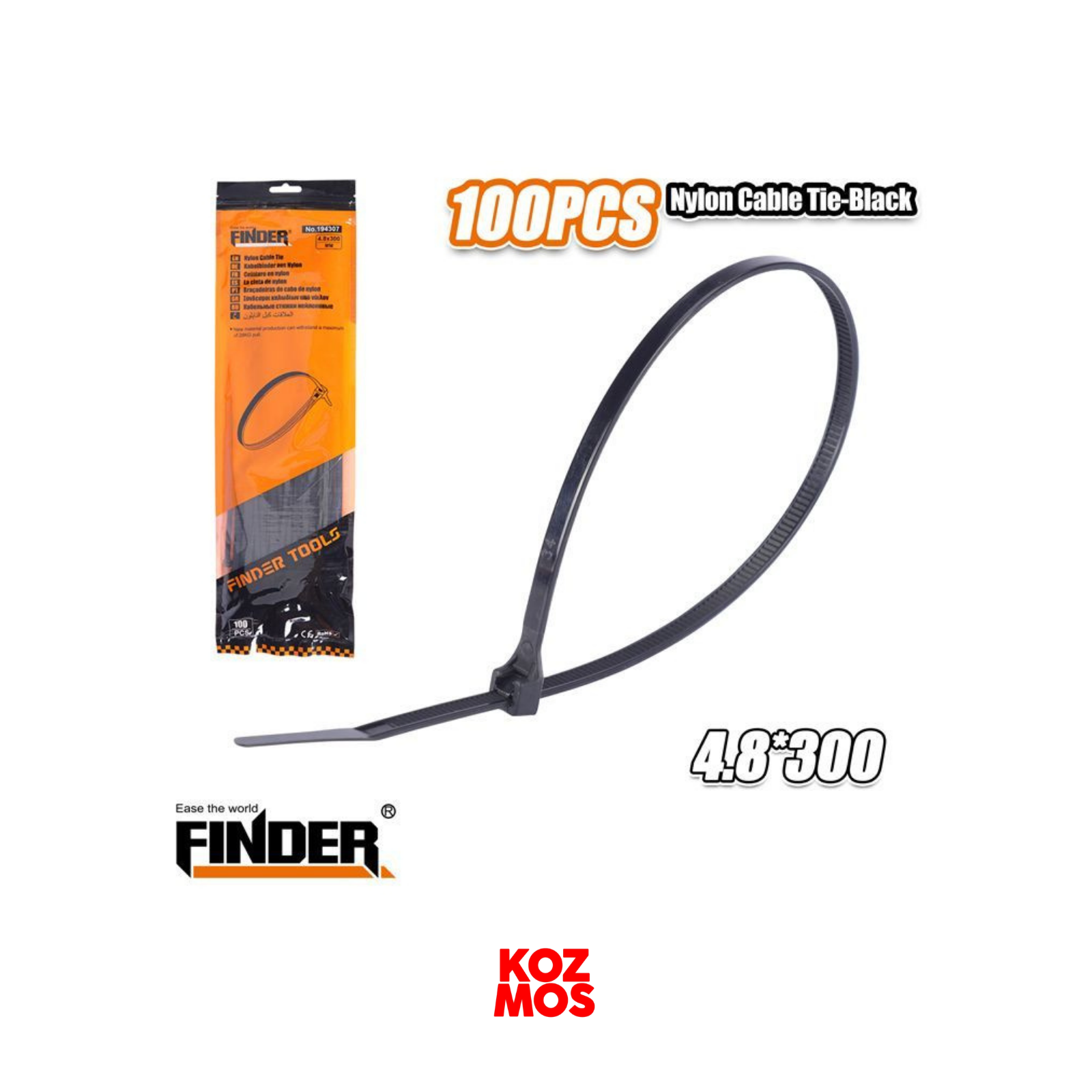 200mm plastik kablo bağı siyah - finder 194306