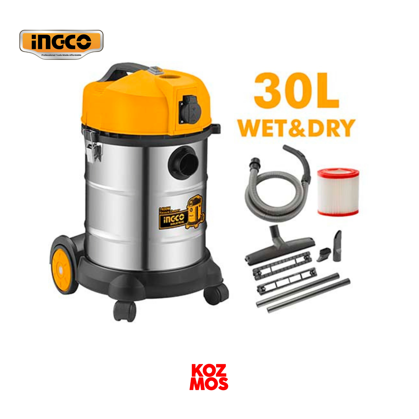 İngco vc14301 1400w 30 lt islak-kuru elektrik süpürgesi